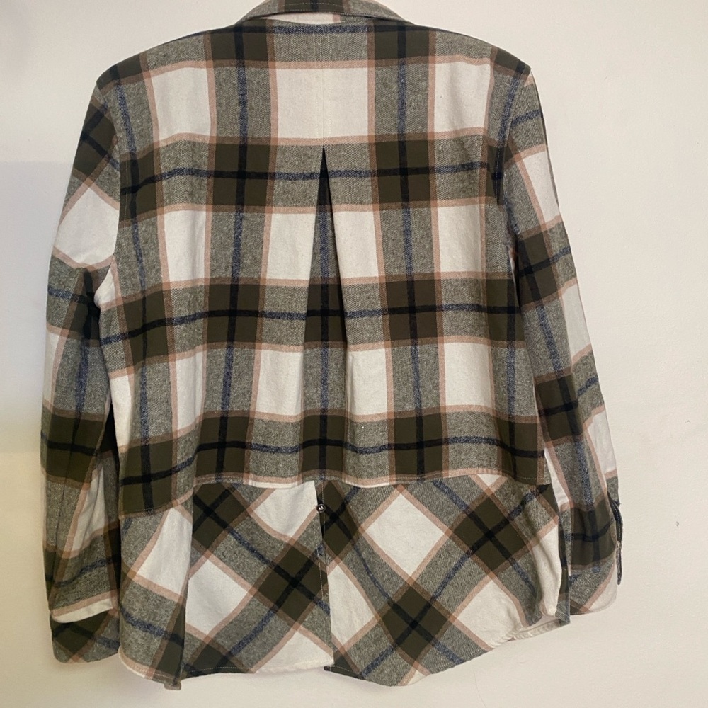Hester & Orchard Women's Button-up Olive Plaid Shirt/Jacket - Size XL - Picture 2 of 8